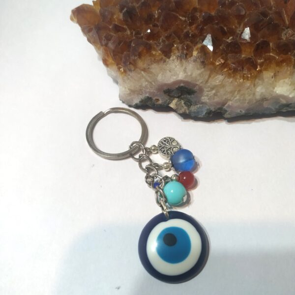 LLAVERO MIX CRISTALES + OJO TURCO PROTECTOR